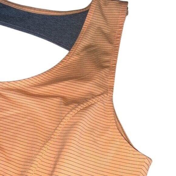 MPG Peach & Gray Striped Active Tank Top Womens Size S Polyester/Spandex - Picture 5 of 8